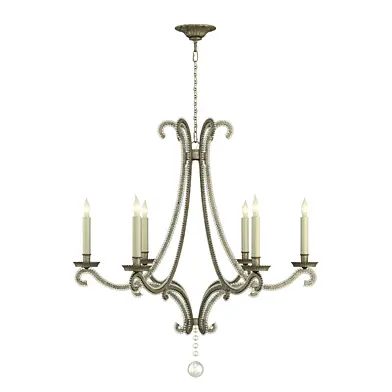 E. F. Chapman Oslo  Gilded Iron with Wax Chandelier Ceiling Light