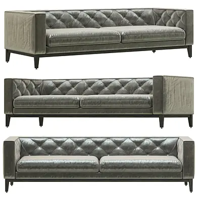 Restoration Hardware Italia Tufted Shelter Arm Leather Sofa