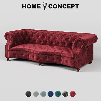 OM Трёхместный диван Серпантин Бенсингтон, вельвет; Serpentine Siren 3 Seater, Velvet.