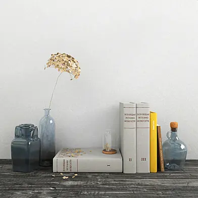 Decor set with blue glass