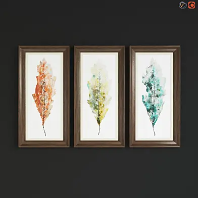 Uttermost Tricolor Leaves Abstract Art, S/3