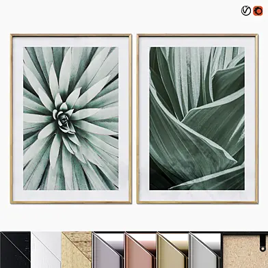Poster Set "Abstract Green Leaves"