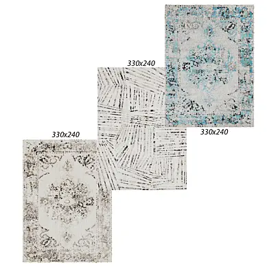 Temple and webster:Monochrome Strokes Rug, Blue & Grey Minna Rug, Silver & Grey Cardano Rug