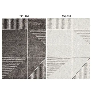 Temple and webster:Charcoal & White Soft Metro Contemporary Rug,  Ivory & Charcoal Super Soft Metro Contemporary Rug