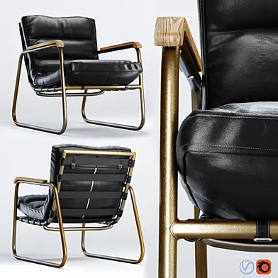 Fred Mid Century Loft Black Leather Armchair