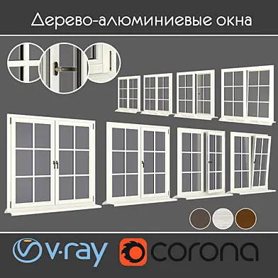 Дерево - алюминиевые окна, вид 05 часть 01 набор 06