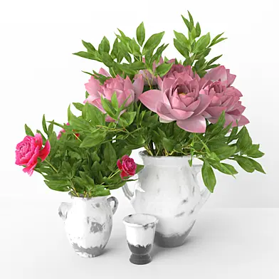 Vase lutos with Peony