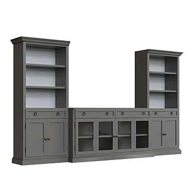 Cameo media console and bookcases