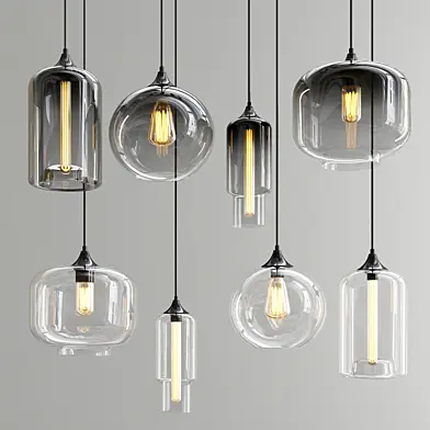 Smoky & Clear Glass Shade Pendant Lights