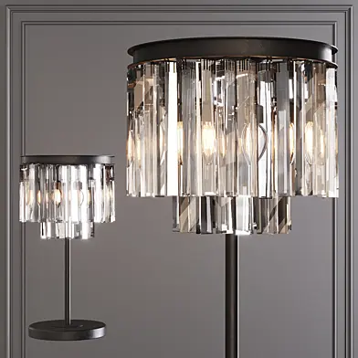 Restoration Hardware 1920S ODEON CLEAR GLASS TABLE LAMP 2-TIER Black