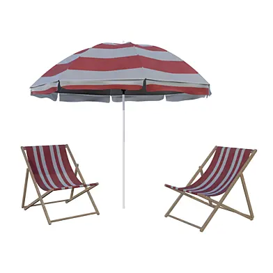 Beach sun lounger and umbrella