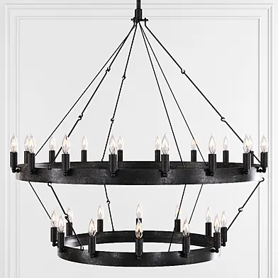 Restoration Hardware CAMINO VINTAGE CANDELABRA 2-TIER CHANDELIER 38 Black