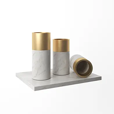Marble Golden Metal Vase