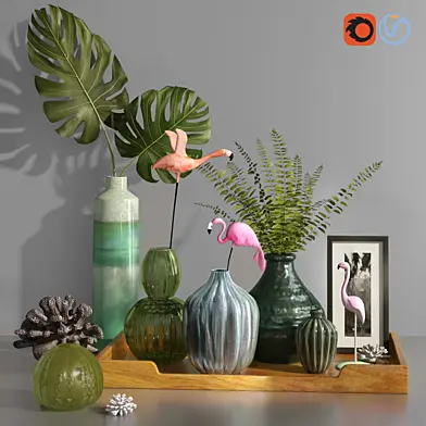 Decorative Tropical Flamingo Set