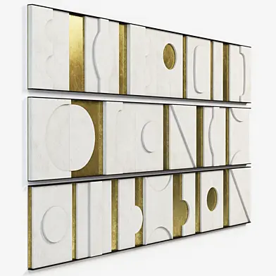Art Wall Sculpture Panels Modernist Frieze Triptych by Paul Marra