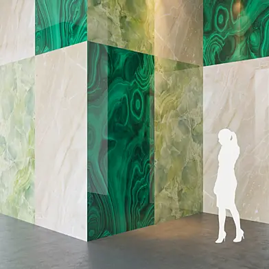 Fiandre Precious Stones GREEN MARBLE/BRECCHIA/MALACHITE 300x150 cm Tile Set