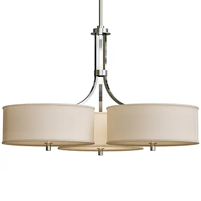 Gray Faux Silk 36 Wide Triple Shade Pendant