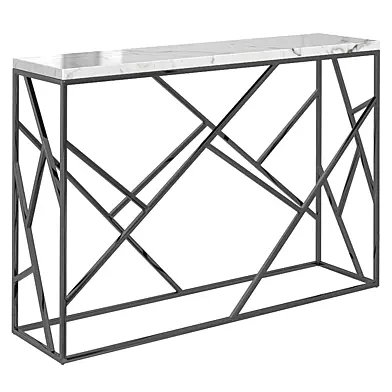 Консоль Serene Furnishing Dark Chrome Marble Top Console, Gold Clear Glass