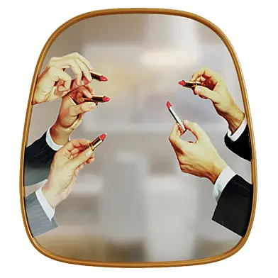 Зеркало Seletti Mirror Gold Frame Lipsticks