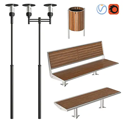 Exterior lamps and benches