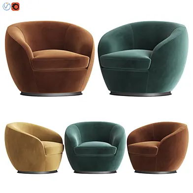 Luxury Italian Designer Velvet Swivel Armchair