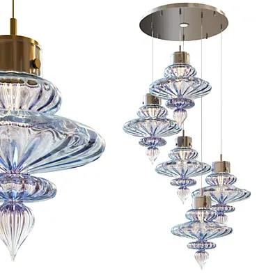 BASILICA round 5 light nickel & antique brass Lustre