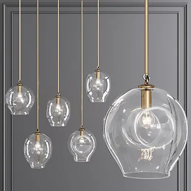 Large Bubble Pendant Brushed Brass and Clear Glass