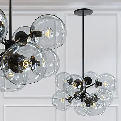 Staggered Glass 9-Light Chandelier - Clear