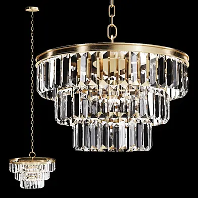 Restoration Hardware ALAINE CRYSTAL CLEAR GLASS 3-TIER CHANDELIER Brass