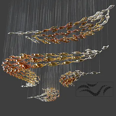 Glass Waves Chandelier (S shape)