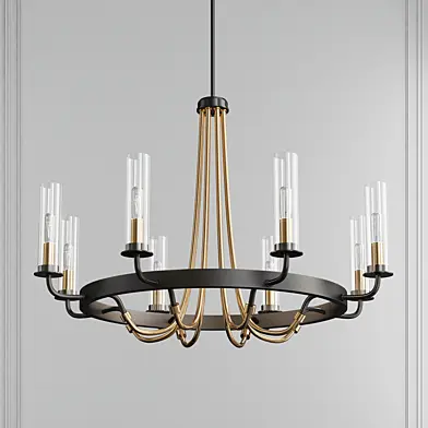 Kearney Vintage Black with Warm Brass 8 Light Chandelier by Savoy House