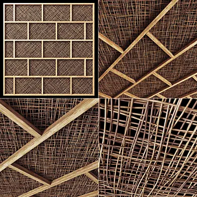 Ceiling diagonal wood  thin branch beam n3 / Потолок деревянный из тонких веток диагональный