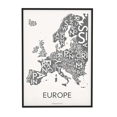 Europe map by kortkartellet 50x70
