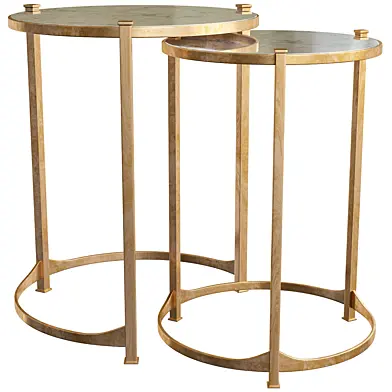 Jonathan Charles Aglomisa & Gilded Iron Round Nest Of Two Tables