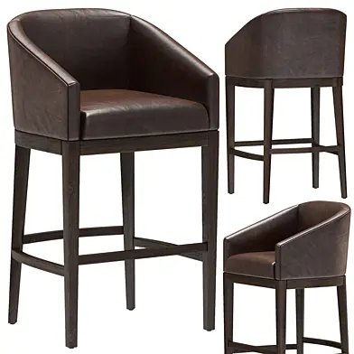 Restoration Hardware Morgan Barrelback Slope Leather Stool