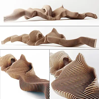 Parametric long  bench n1 / Параметрическая длинная скамья