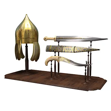 antic dagger and helmet