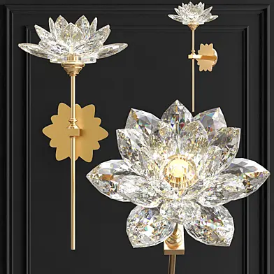 Настенный светильник Хрустальный Цветок Лотоса Lotus flower Wall Clear Glass C