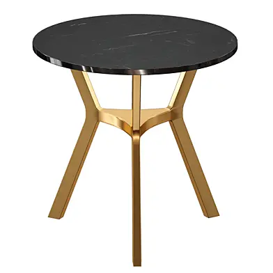 Круглый Журнальный столик Elke Round Black Marble End Table with Brass Base (Crate and Barrel)