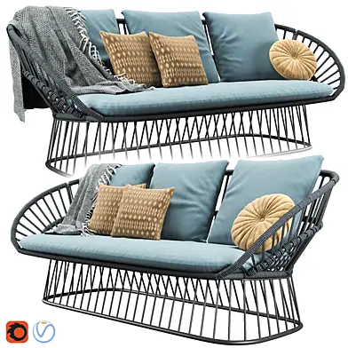 Cala 3 Seater Garden Sofa By Kettal_Vray