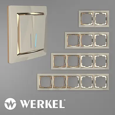 ОМ Пластиковые рамки для розеток и выключателей Werkel Snabb Слоновая кость/золото