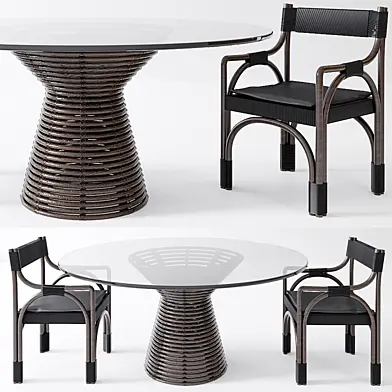 McGuire Minna Table & Bound Arm Chair