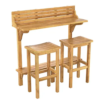 Nobble House Caribbean Outdoor 3-piece Acacia Wood Balcony Bar Set 2
