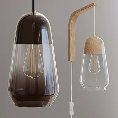 La Redoute Interieurs. NASOA бра из стекла и дерева. Natural, Black