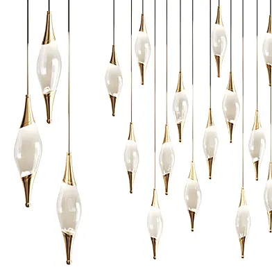 Drop pendant lamp with metal tips FAME