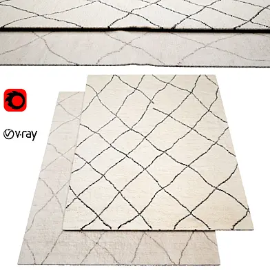Linear Sketched Hand-Knotted Wool Shag Rug