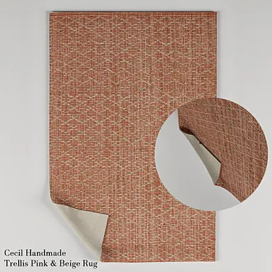 Cecil Handmade Trellis Pink Beige Rug
