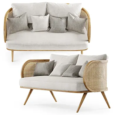 Double wooden rattan sofa CV22 / Двухместный диван из ротанга
