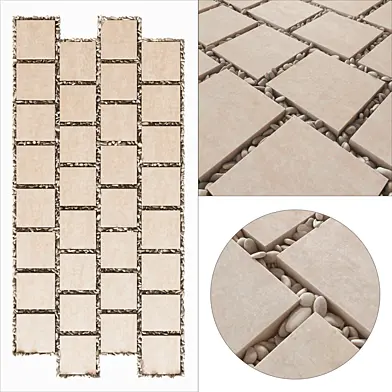 Paving plate square white pebble n1 / Брусчатка из плит с галькой