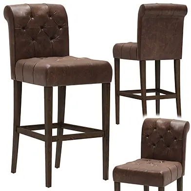Restoration Hardware Bennett Roll-Back Leather Stool